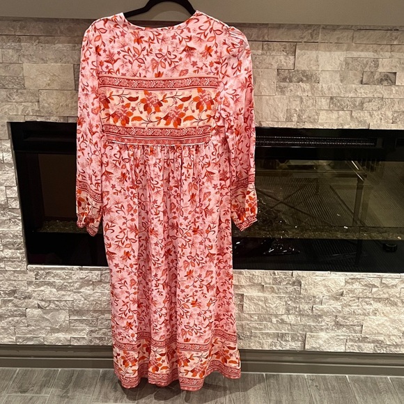 NWT R Vivimos pink floral long sleeve midi dress size 2 - Picture 11 of 15